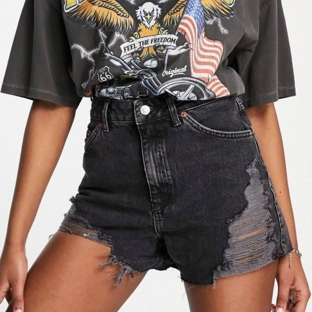 Topshop A-line Ripped Mom Shorts